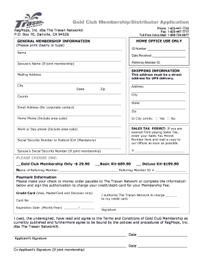 Gold Club Membership Application