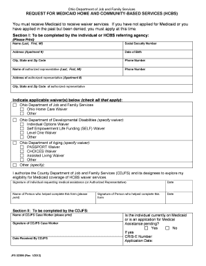 Ohio Medicaid HCBS Waiver Request Form