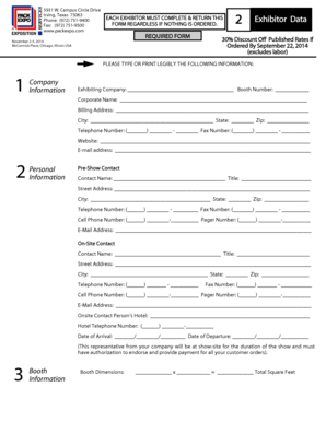 PackExpo Exhibitor Data Form