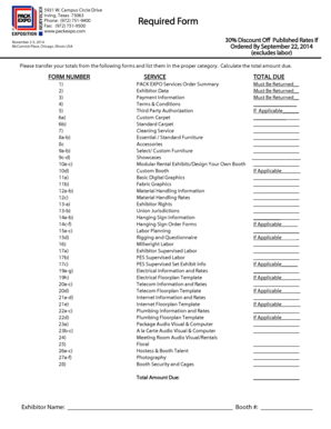 Pack Expo Services Order Summary