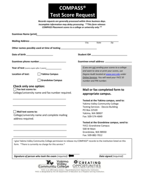 COMPASS Test Score Request Form