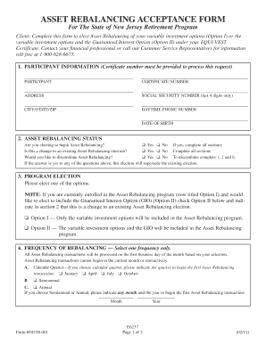 Asset Rebalancing Acceptance Form