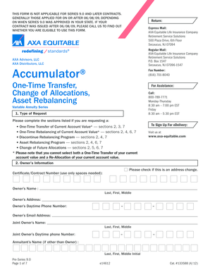 AXA Equitable Variable Annuity Transfer Form