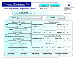 Sample of status report - Farm Tap Yearly Inspection Report