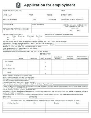 US Employment Application Form