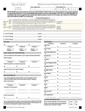 Rental Income & Expenses Worksheet