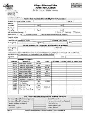 Village of Hunting Valley PERMIT APPLICATION