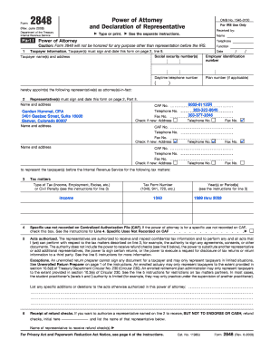 IRS Form 2848 Power of Attorney