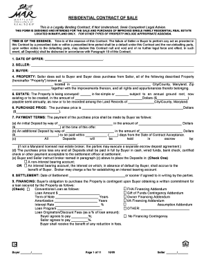 Maryland Residential Contract of Sale