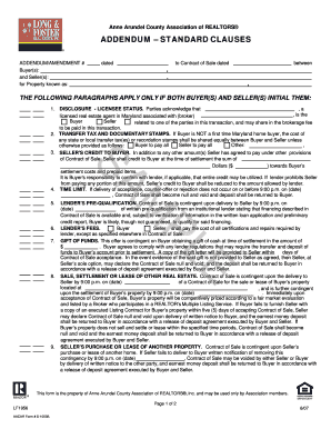 Anne Arundel County Real Estate Addendum