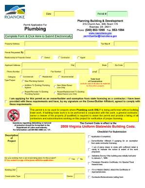 Plumbing Permit Application