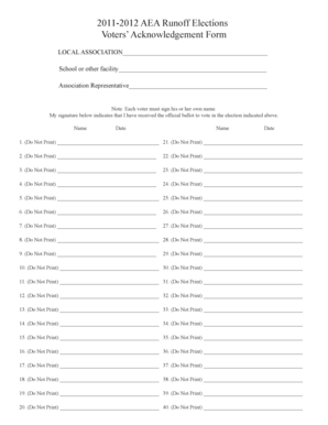 AEA Runoff Elections Voters Acknowledgement Form