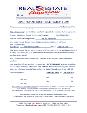 Buyer Open House Registration Form