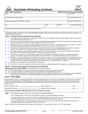 California Real Estate Withholding Certificate 593-C