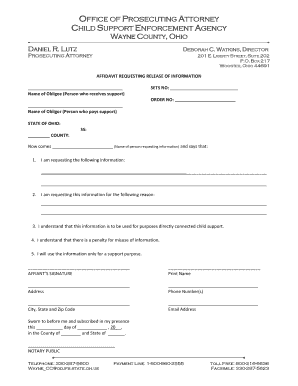 Affidavit Requesting Release of Information