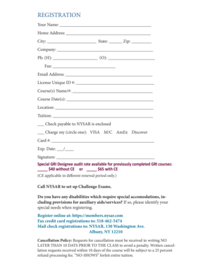 NYSAR Course Registration Form