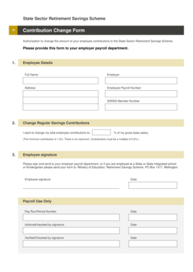 State Sector Retirement Savings Scheme Contribution Change Form