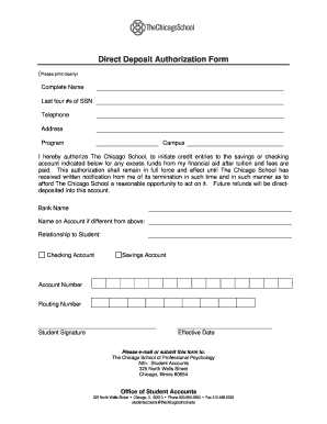 Direct Deposit Authorization Form