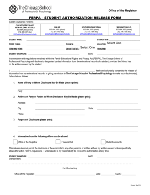 FERPA Student Authorization Release Form