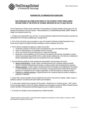 DC Immunization Guidelines Form