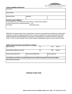 Investor Suitability Questionnaire