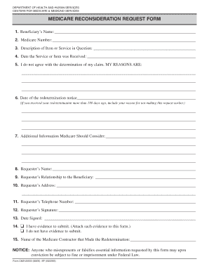 Medicare Reconsideration Request Form