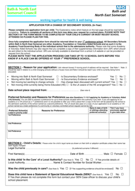 UK Secondary School Change Application