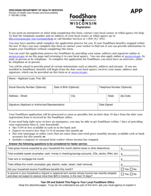 Wisconsin FoodShare Registration Form