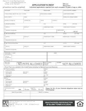 Tenant Application to Rent