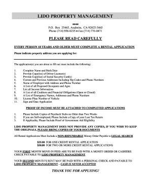 California Rental Application Form