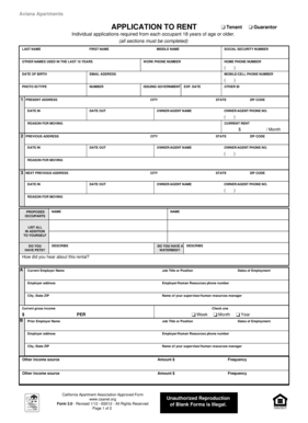 California Rental Application Form