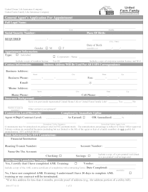 General Agent's Application for Appointment