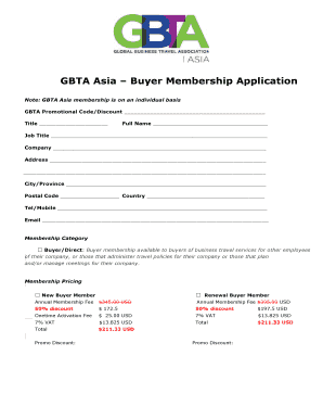 GBTA Asia Buyer Membership Application Form