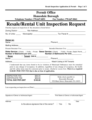 Form -P&Z-Rental / Resale Application & Checklist - Honesdale ...