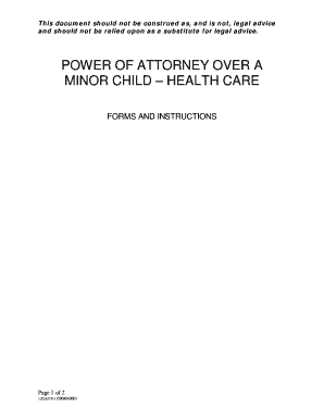 Power of Attorney Over a Minor Child – Health Care
