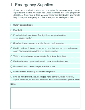 Emergency Plan for Home Checklist