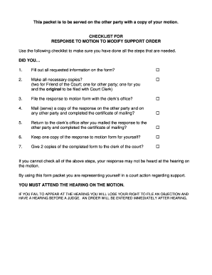 Response to Motion to Modify Support Order