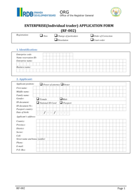 Enterprise Individual Trader Application Form