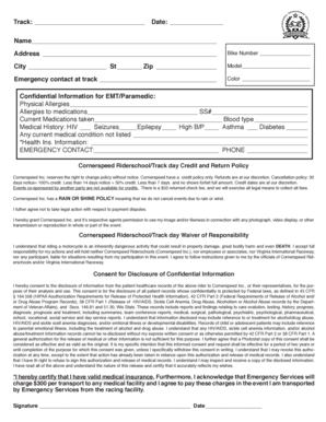 Cornerspeed Track Day Waiver and Medical Release