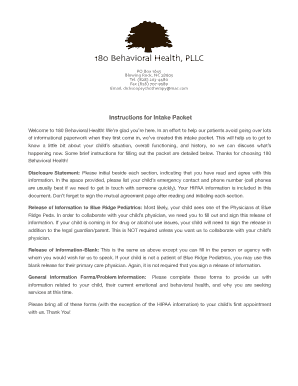 180 Behavioral Health Intake Packet