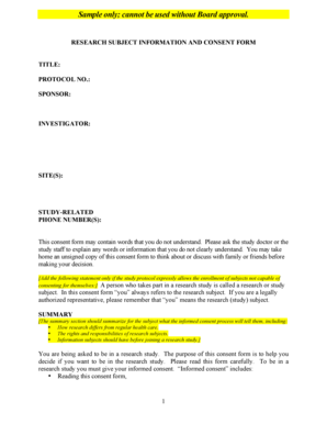 Research Subject Information and Consent Form