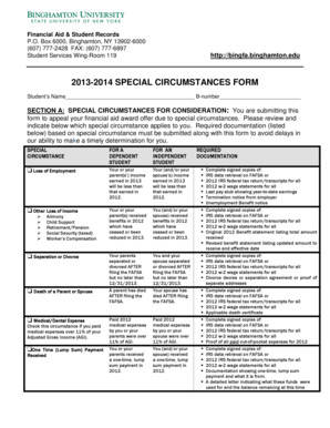 2013-2014 Special Circumstances Form