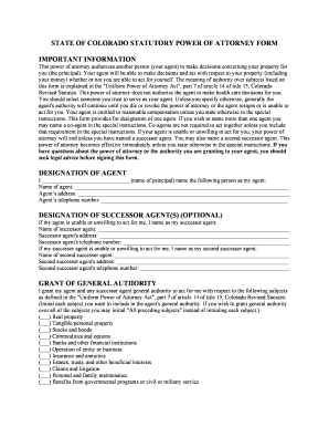 Colorado Statutory Power of Attorney Form