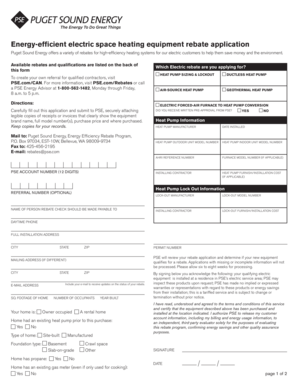 Puget Sound Energy Rebate Application