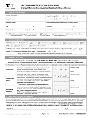 Tacoma Power Heating Weatherization Application