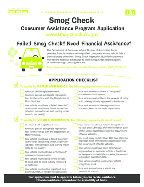 California Smog Check Consumer Assistance Program Application