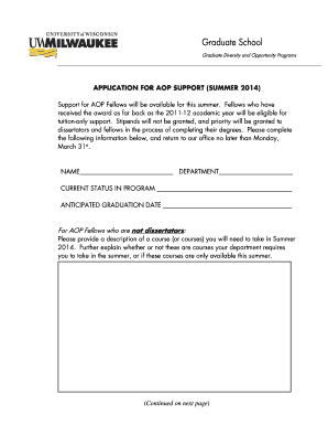 AOP Application AOPSupport - University of Wisconsin Milwaukee