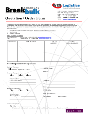 WES Logistics Quotation Order Form