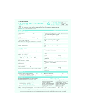 Petplan Loss/Theft Claim Form