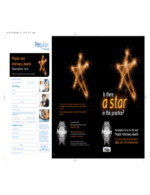 Petplan Veterinary Awards Nomination Form